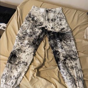 LF Black Tye Dye Cargo Bleached Pants